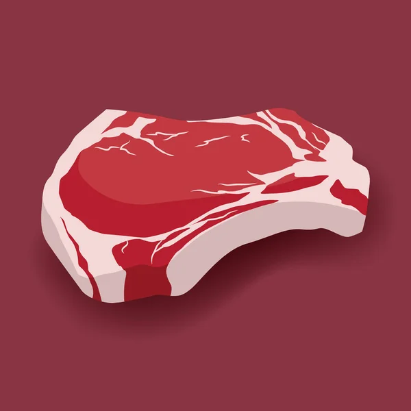 Fresh beef ribeye steak icon in flat style, marbled beef. — Stock Vector