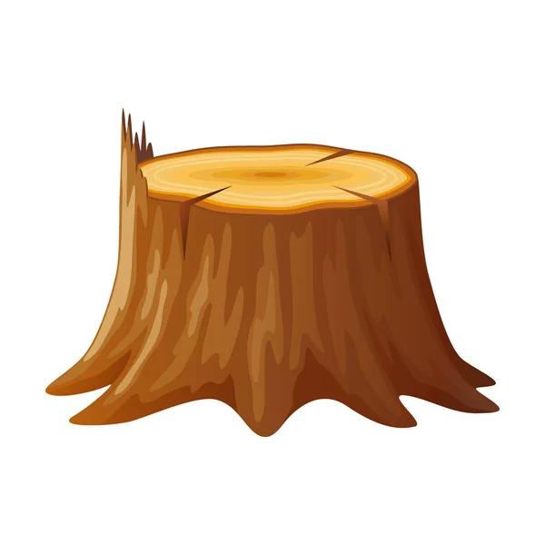 Árbol, tocón de madera con anillos y raíces — Vector de stock