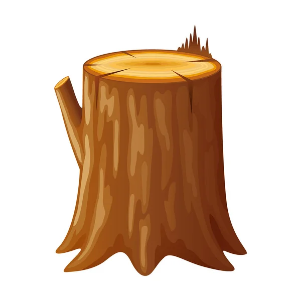 Arbre, souche en bois avec anneaux et racines — Image vectorielle