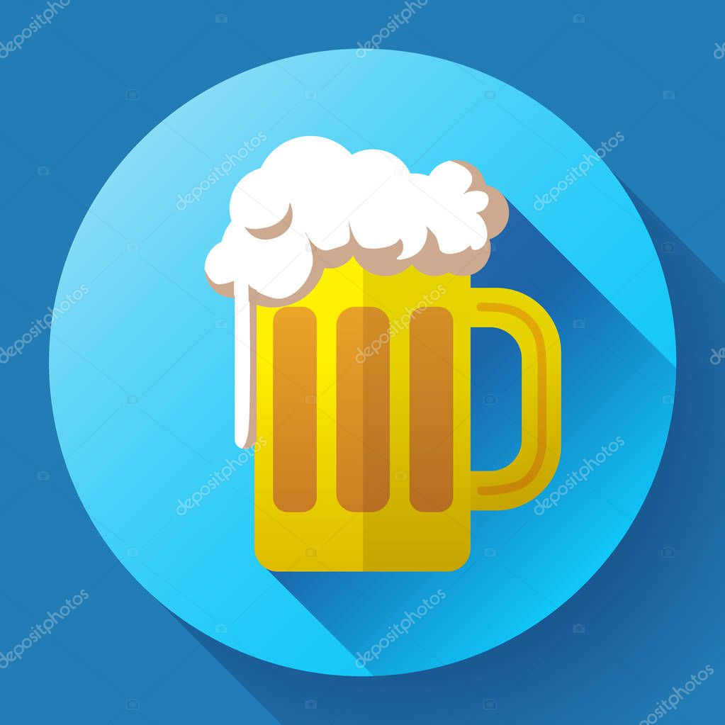 Irish ginger beer St. Patricks day symbol vector icon. Vector beer glass cup icon. White flat beer icon. Oktoberfest logo