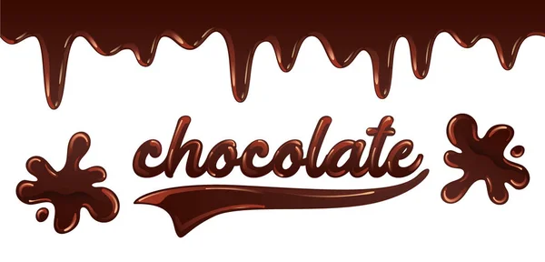 Iscrizione cioccolato scritto con cioccolato liquido fuso — Vettoriale Stock