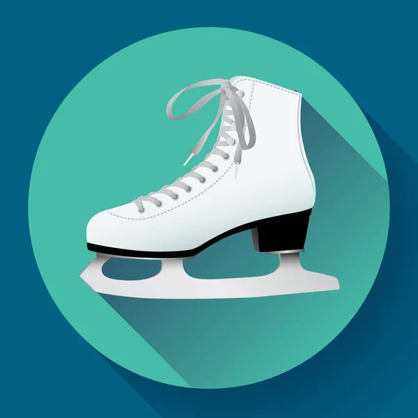 Hielo clásico blanco patines icono vector. Equipamiento deportivo. Vista lateral — Archivo Imágenes Vectoriales
