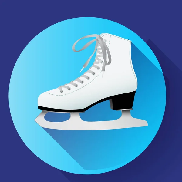 Ícone de patins de gelo clássico branco no azul — Vetor de Stock