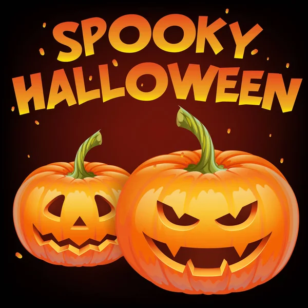 Banner de Halloween espeluznante con cara de calabaza de halloween - Sonrisa malvada Jack o linterna — Vector de stock