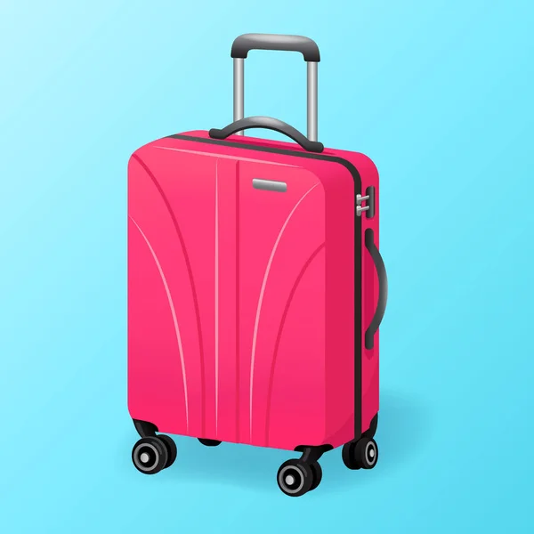 Één roze Bagage reistas geïsoleerd - bagage reizen koffer pictogram — Stockvector