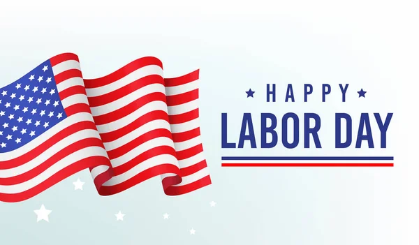 Happy labor day, banner, poster with congratulations and American flag — Stock Vector