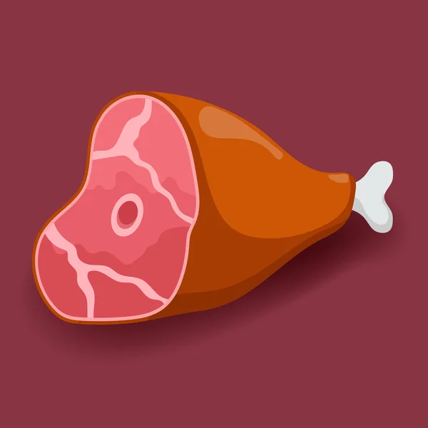 Vector de carne - gammon. icono de carne fresca plana — Vector de stock