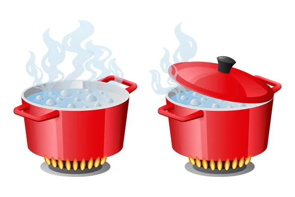 Steaming Pot Of Boiling Water On Red Hot Electric Stove Burner Stock Photo  - Download Image Now - iStock