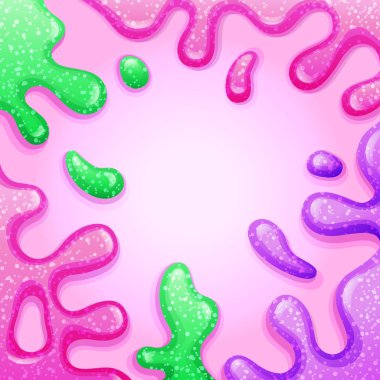 Colorful square pink background with pink purple and green splashes clipart