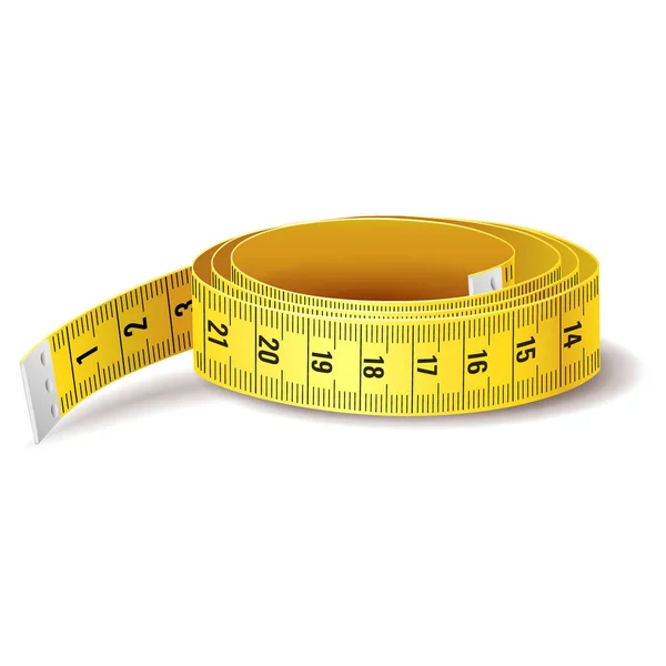 Icona del nastro di misura giallo isolata su sfondo bianco — Vettoriale Stock