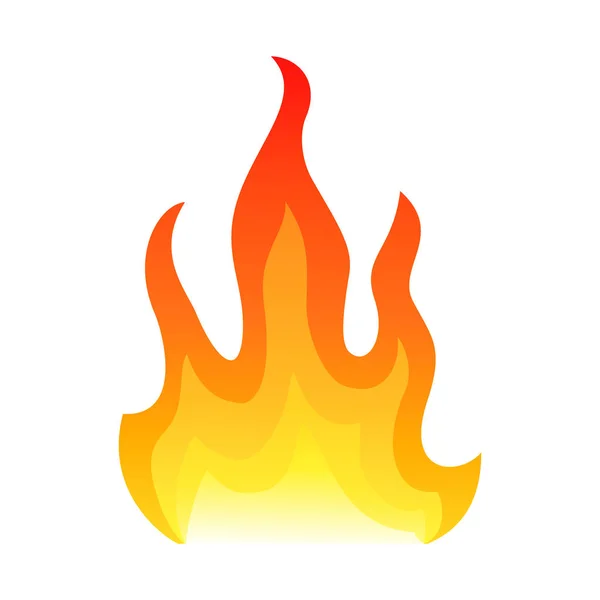 Κόκκινη φωτιά επίπεδη εικονίδιο που απομονώνονται σε λευκό φόντο για κίνδυνο έννοια ή το λογότυπο σχεδιασμό. Φλόγα και κόκκινη φωτιά εικονίδιο. — Διανυσματικό Αρχείο