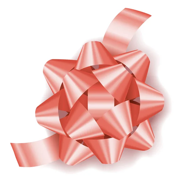 Or rose arc cadeau réaliste avec ruban, décoration pour cadeaux — Image vectorielle