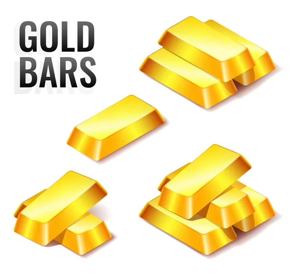 Conjunto de barras de oro icono, aislado sobre fondo blanco — Vector de stock