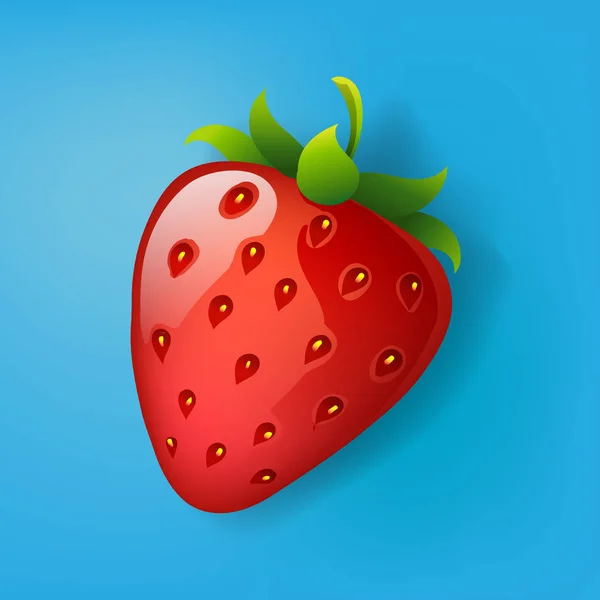 Strawberry vector aislado sobre fondo azul, ilustración vectorial . — Vector de stock