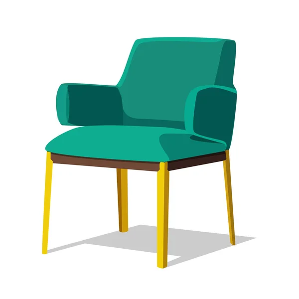 Nowoczesne zielony miękki fotel z tapicerką - element wystroju wnętrz, izolowana na białym tle. — Wektor stockowy