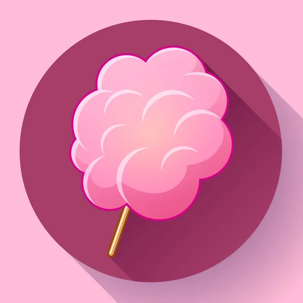 Icona di zucchero filato, nuvola di zucchero su bastone isolato — Vettoriale Stock