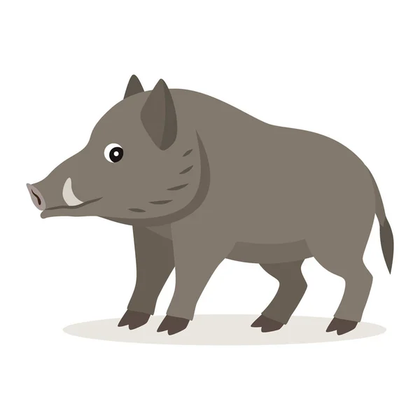 Cute forest animal, gray boar icon isolated on white background — Stock Vector