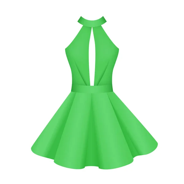 Elegante mujer cóctel baile vestido verde vector — Archivo Imágenes Vectoriales