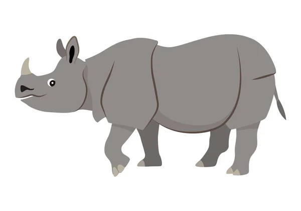 Mignon animal sauvage, icône de rhinocéros de marche gris — Image vectorielle