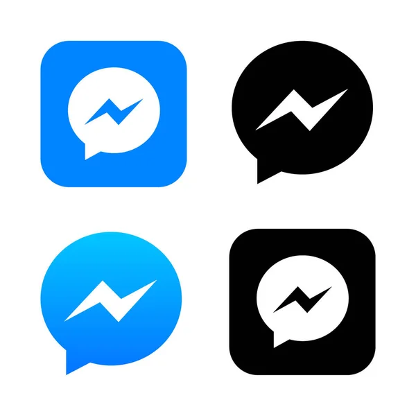 Icono de la aplicación de chat azul con el logotipo del vector de burbuja de mensaje en blanco . — Archivo Imágenes Vectoriales
