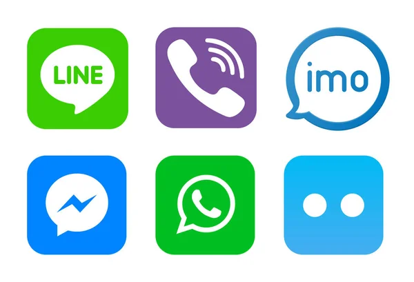Me gusta y Chat señal de burbuja de habla. Logotipo de línea, logotipo de Viber, vector de logotipo imo, logotipo de mensajero, logotipo de botim, vector de logotipo de WhatsApp . — Archivo Imágenes Vectoriales