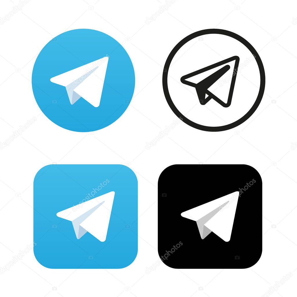 Aircraft Blue Button Icon Vector Telegram icon Vector logo
