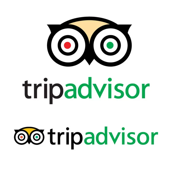 TripAdvisor logo ikonu vektor - populární služba s hodnocením hotelů a zajímavostí pro cestování. — Stockový vektor