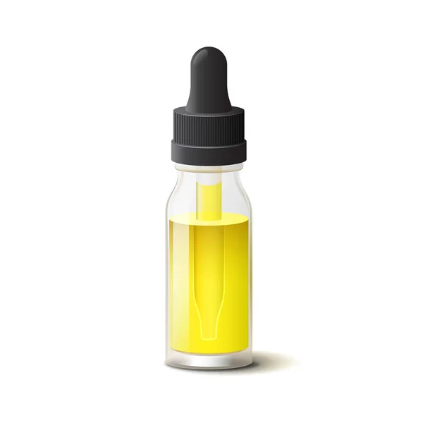Küçük cam şişe özü kozmetik veya aroma yağı ile — Stok Vektör