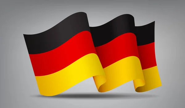Niemcy, machać flaga ikona na białym tle, oficjalny symbol kraju, poziome paski czarny, czerwony i żółty, ilustracji wektorowych. — Wektor stockowy