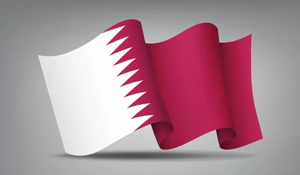 Qatar ondeando icono de la bandera aislado, símbolo oficial del país, burdeos y blanco, ilustración vectorial . — Vector de stock