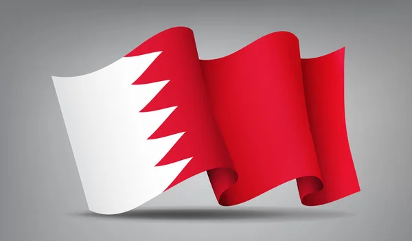 Ilustracja wektorowa Bahrajn czerwone i białe machać flaga ikona na białym tle, oficjalny symbol kraju,. — Wektor stockowy