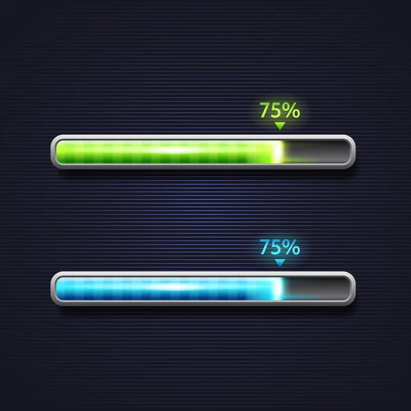 蓝色和绿色进度条, 加载, 应用程序界面模板 — 图库矢量图片