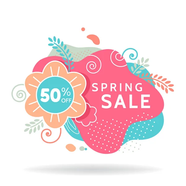 Spring sale banner, invitation poster, colorful advertising flyer — Stock Vector