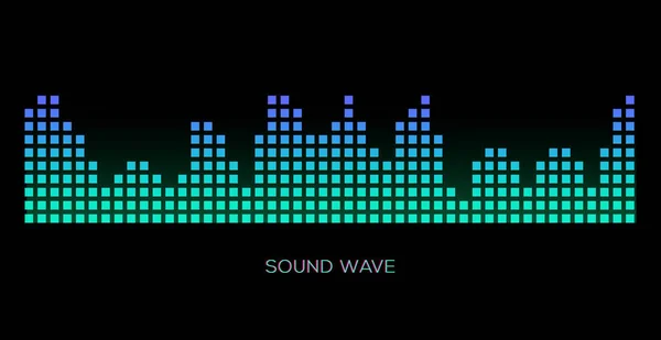 Ondas de sonido de colores en el conjunto de fondo negro, reproductor de audio, ecualizador — Vector de stock