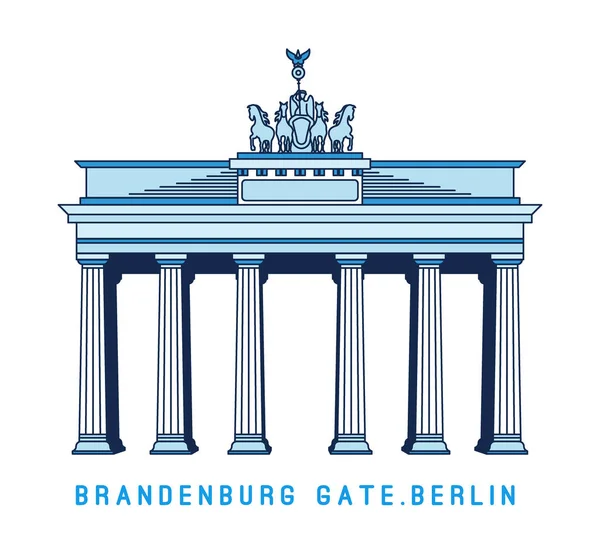 Arte de línea Puerta de Brandeburgo, Berlín, Alemania, monumento famoso europeo, ilustración vectorial en estilo plano . — Archivo Imágenes Vectoriales