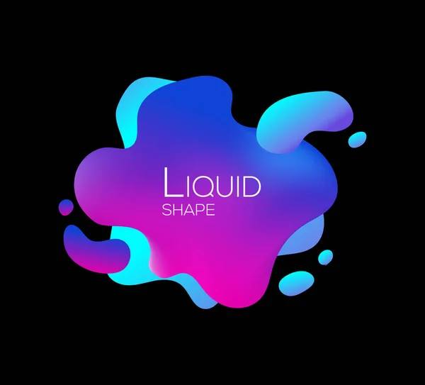 Éléments liquides fluides abstraits, formes colorées, formes géométriques dynamiques, ondes de gradient, bannière vectorielle sur noir — Image vectorielle