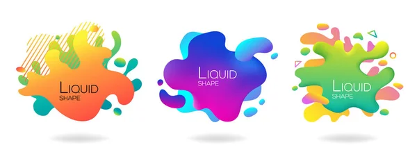 Conjunto de elementos líquidos fluidos abstractos, formas coloridas, formas geométricas dinámicas, ondas de gradiente, vector — Vector de stock