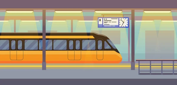 Moderne personenauto elektrische trein in de tunnel ondergrondse metro, metro — Stockvector