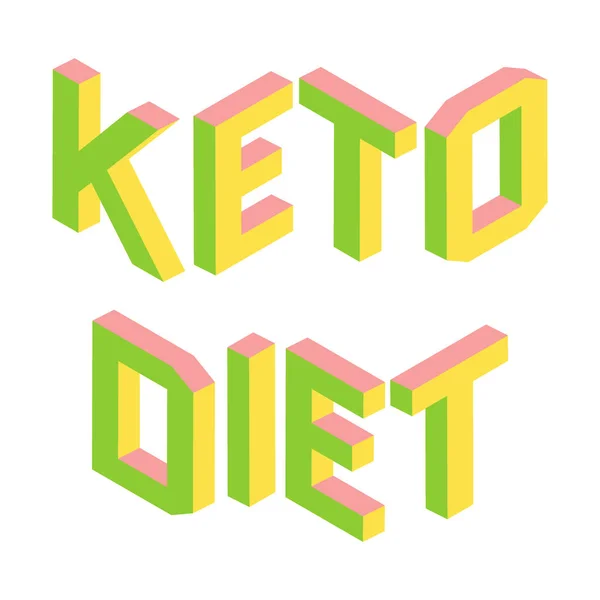 Ketogenic, keto diyet, renkli 3D harfler izole, logo — Stok Vektör