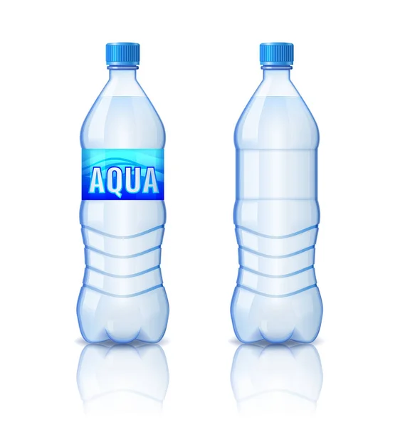 Bouteille en plastique réaliste avec eau minérale isolée sur fond blanc Illustration vectorielle — Image vectorielle