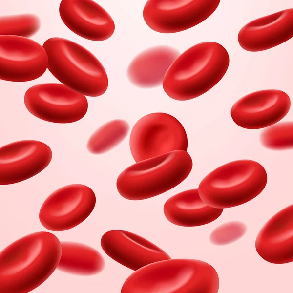 Stroomt rode bloedcellen, erytrocyten op witte achtergrond, gezondheidszorg concept — Stockvector