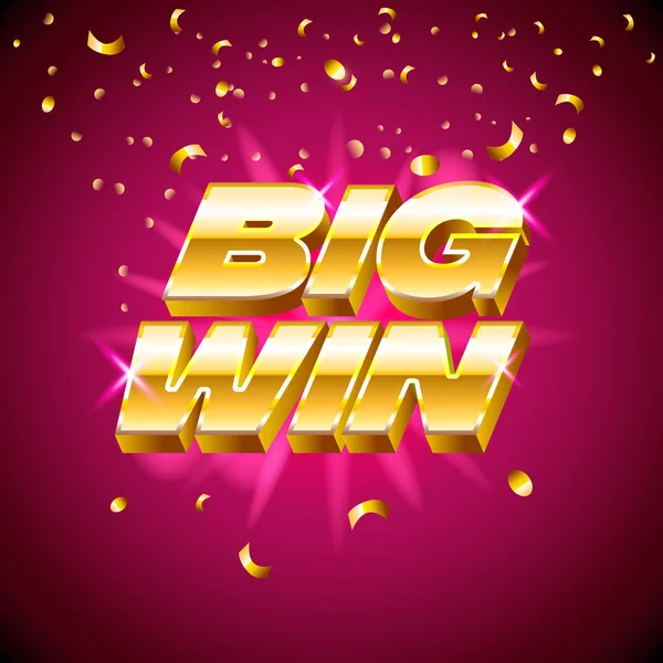 Grande bannière de victoire avec texte d'or pour les machines de casino, jeux de hasard, succès, prix, gagnant chanceux, illustration vectorielle . — Image vectorielle