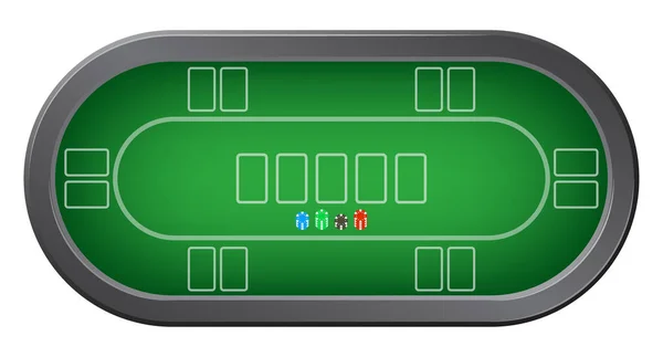 Grönt pokerbord med färgglada kasino marker uppifrån och — Stock vektor