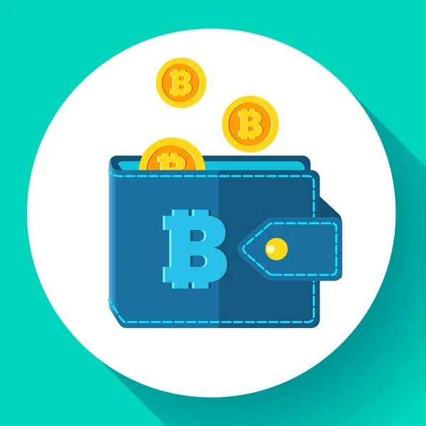 Піктограма гаманця Bitcoin плоский стиль, криптовалюта значок гаманець вектор — стоковий вектор