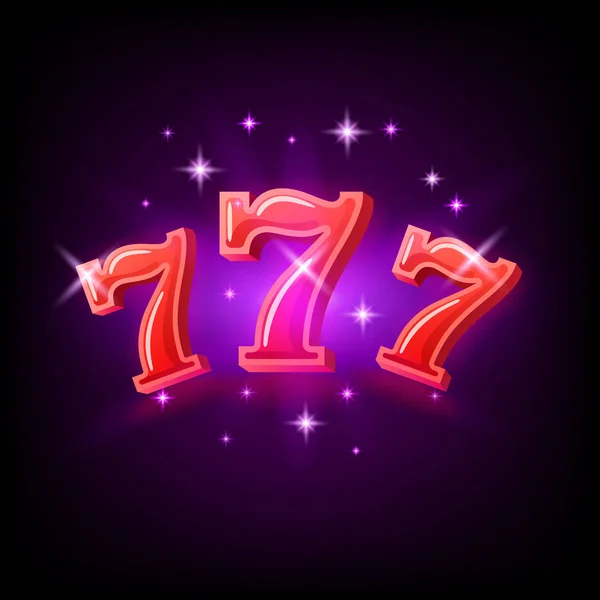 Большой выигрыш слоты красный 777 баннер казино на фиолетовом фоне. Векторная иллюстрация — стоковый вектор