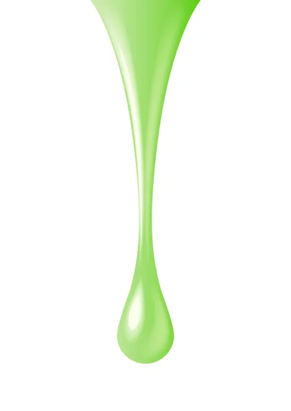 白い背景ベクトルイラストに分離された現実的な緑色の水アロエベラドロップ要素 — ストックベクタ