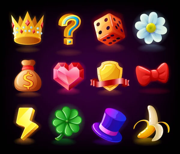 Renkli yuvaları simgesi casino slot makinesi, kumar oyunları için N2 ayarlayın — Stok Vektör