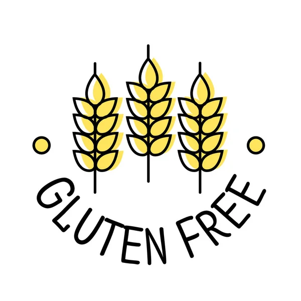 Gluten vrij product label pictogram met oren van tarwe, sjabloon voor voedsel verpakking, Vector — Stockvector