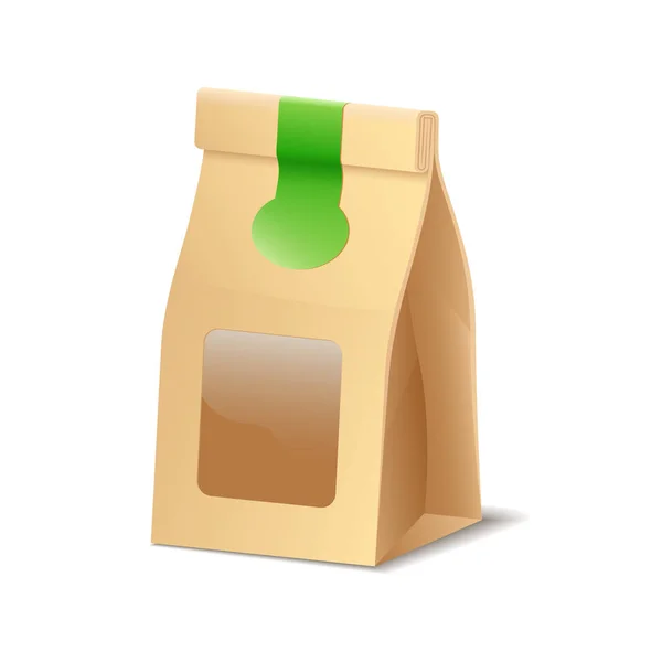 Paper packaging shopper eco bag for food, cosmetics or other purchase vector icon — Stock Vector