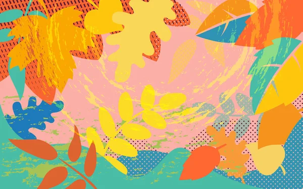 Helles abstraktes Muster mit farbenfrohem Herbstbaumblatt — Stockvektor